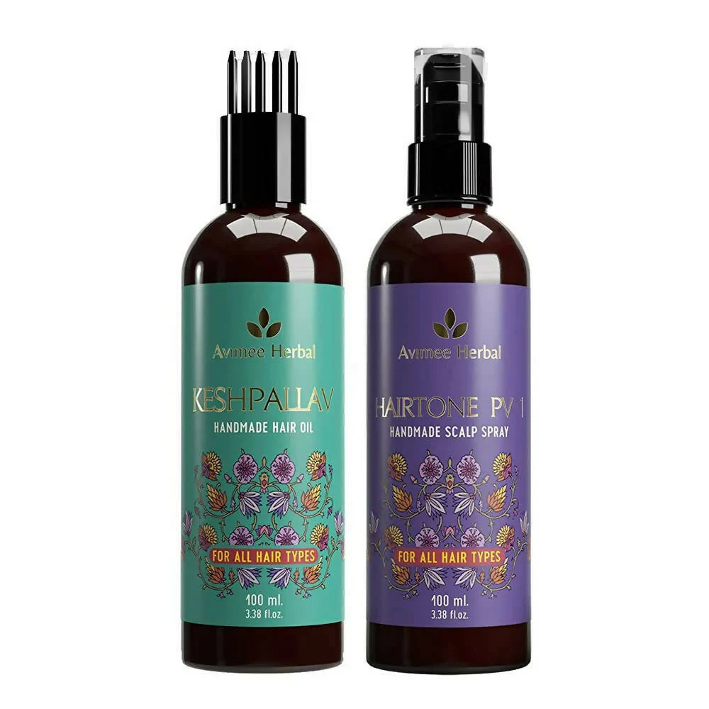 Avimee Herbal Keshpallav Hair Oil & Hairtone PV 1 Scalp Spray Combo-100ml image 2