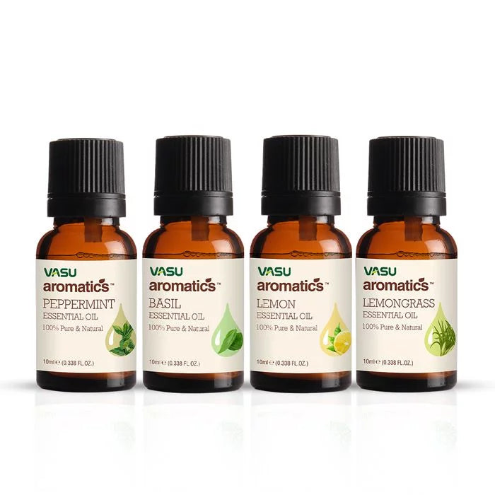 Vasu Aromatics Combo of Basil & Peppermint & Lemon & Lemongrass Essential Oil - 40 ml image 1