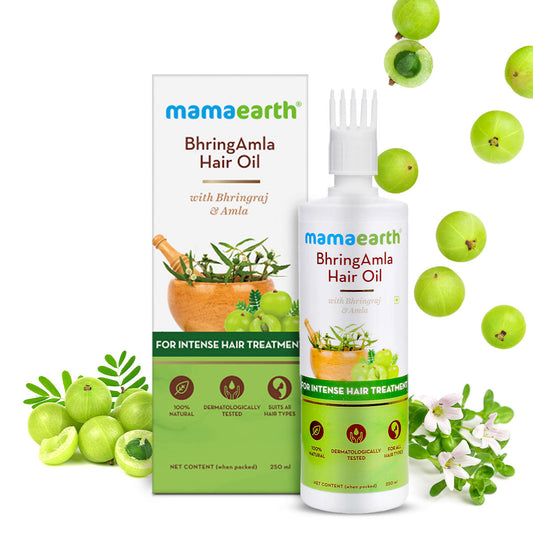 Mamaearth BhringAmla Hair Oil with Bhringraj and Amla for Intense Hair Treatment - 250ml image 1