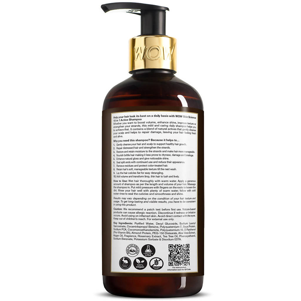 Wow Skin Science Active 10 in 1 Shampoo - 300 ml image 2