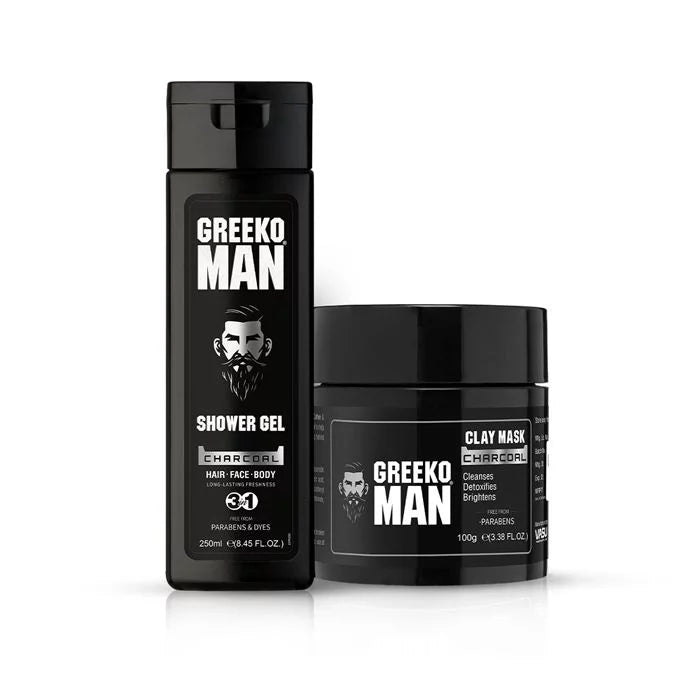 Greeko Man Charcoal Shower Gel & Clay Mask - 350 ml image 1