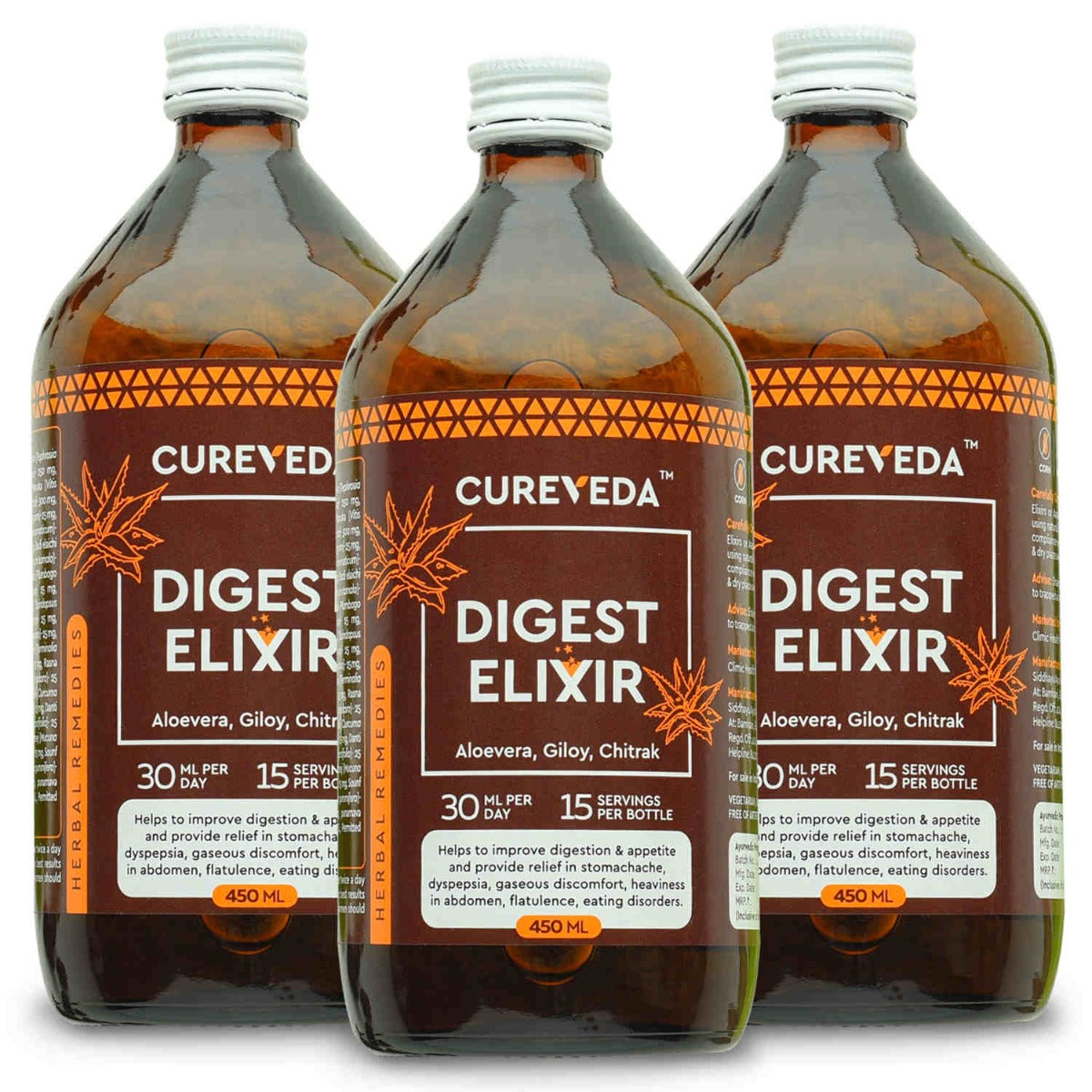 Cureveda Digest Elixir - Herbal Digestive Health Support, 450 ml image 3