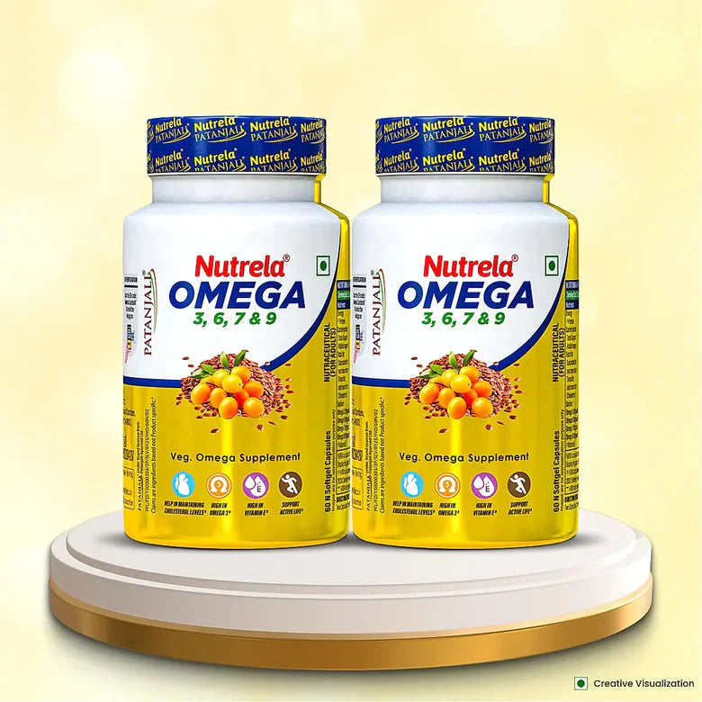Patanjali Nutrela Organic Omega 3, 6, 7, 9 Capsules - 60 Caps image 2