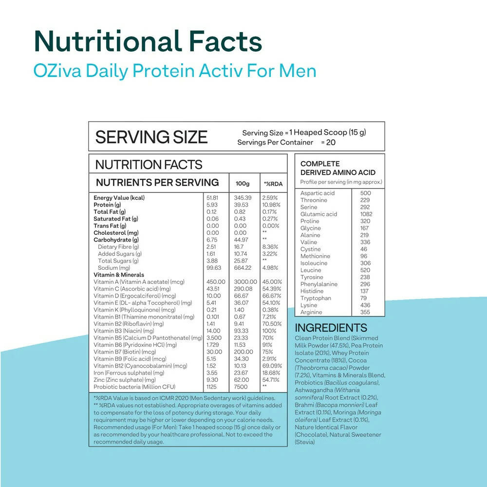 OZiva Daily Protein Activ for Men - 300 gms image 2