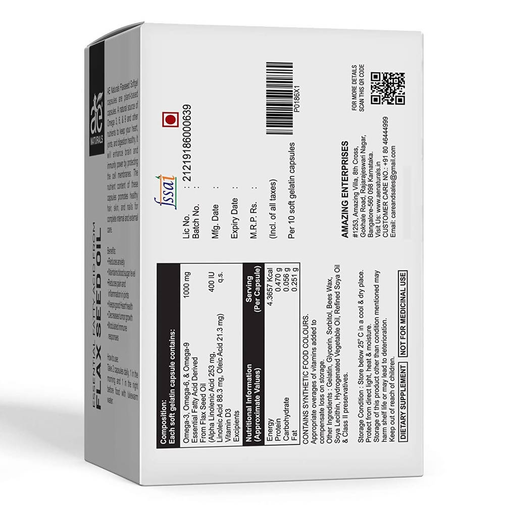 Ae Naturals Flax Seed Oil Soft Gel Capsules image 2