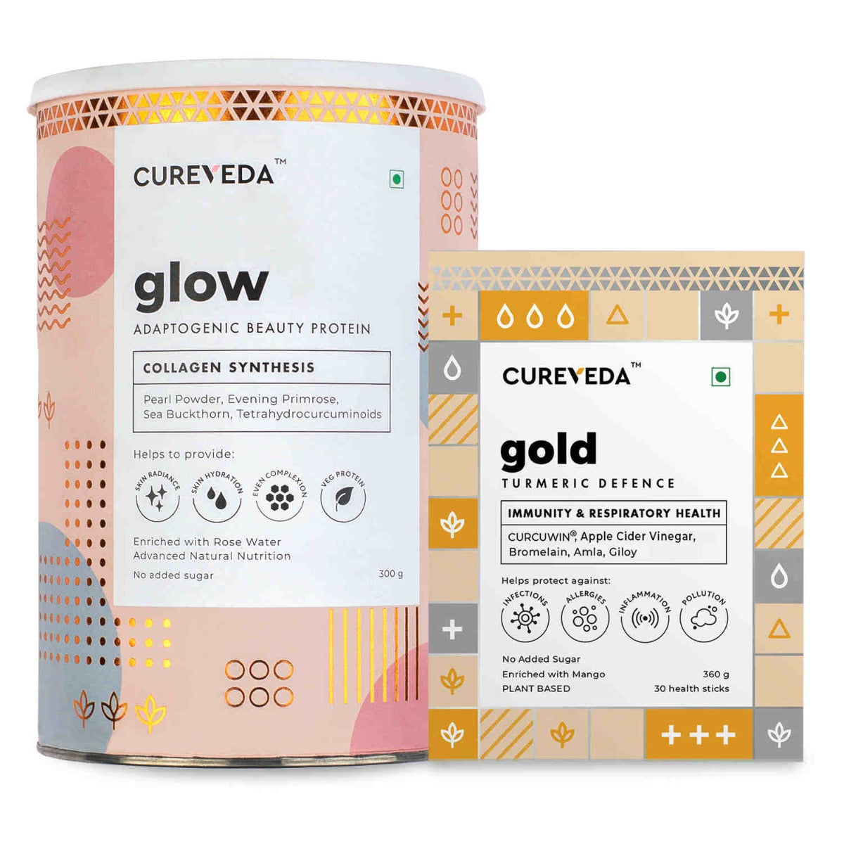 Cureveda Radiance & Wellness Combo – Glow & Gold Health Support Duo image 1