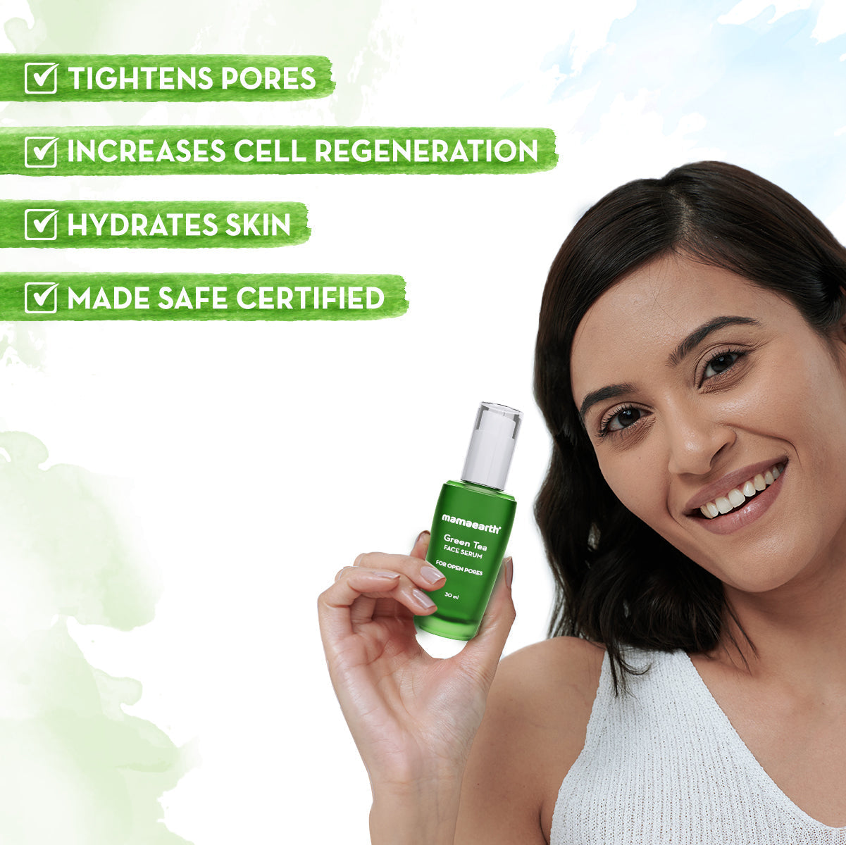 Mamaearth Green Tea Face Serum With Green Tea & Collagen For Open Pores - 30 ml image 2