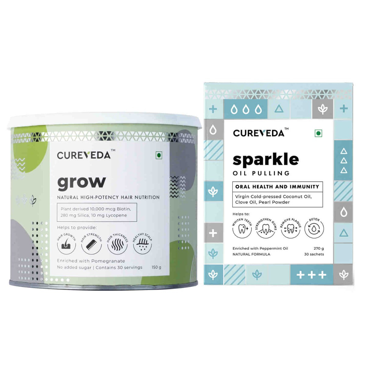 Cureveda Grow & Sparkle Herbal Combo – Hair Health & Immunity Support image 1