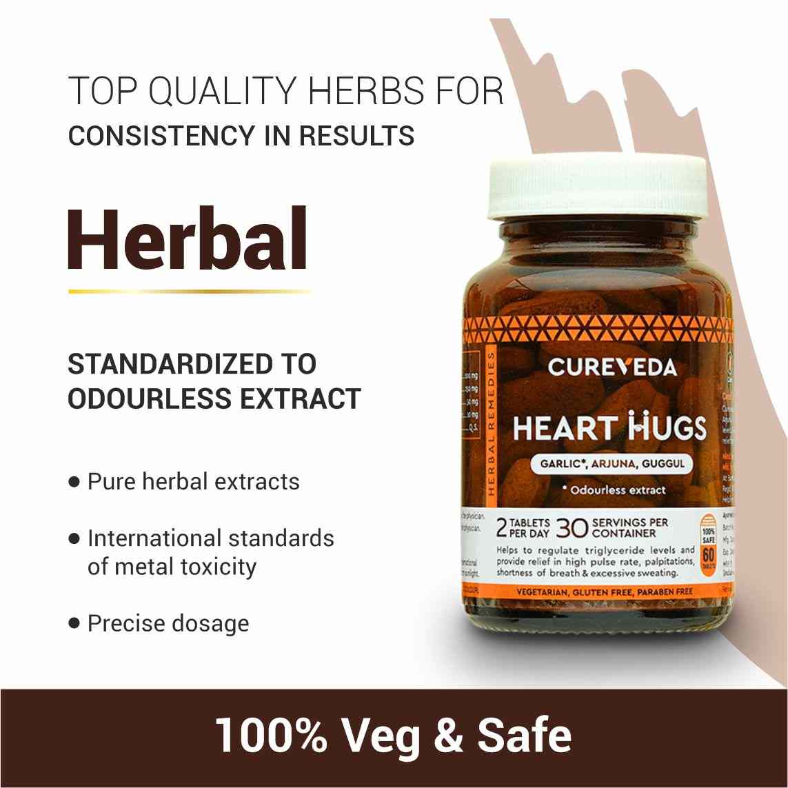 Cureveda Heart Hugs - Herbal Wellness Tablets for Cardiovascular Support (60 Count) image 2