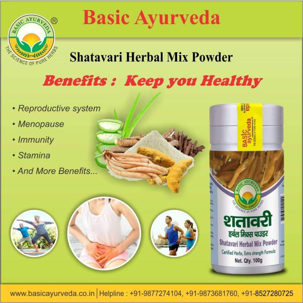 Basic Ayurveda Shatavari Herbal Mix Powder - 100 gms image 2