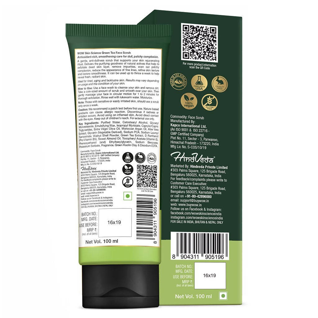 Wow Skin Science Green Tea Face Scrub - 100 ml image 3