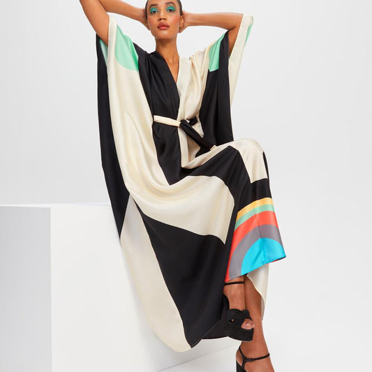 Digital Printed Soft Satin Silk Kaftan, Party Wear Women's Caftan image 1