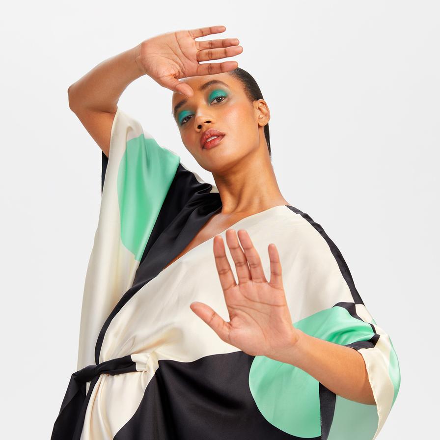 Digital Printed Soft Satin Silk Kaftan, Party Wear Women's Caftan image 6