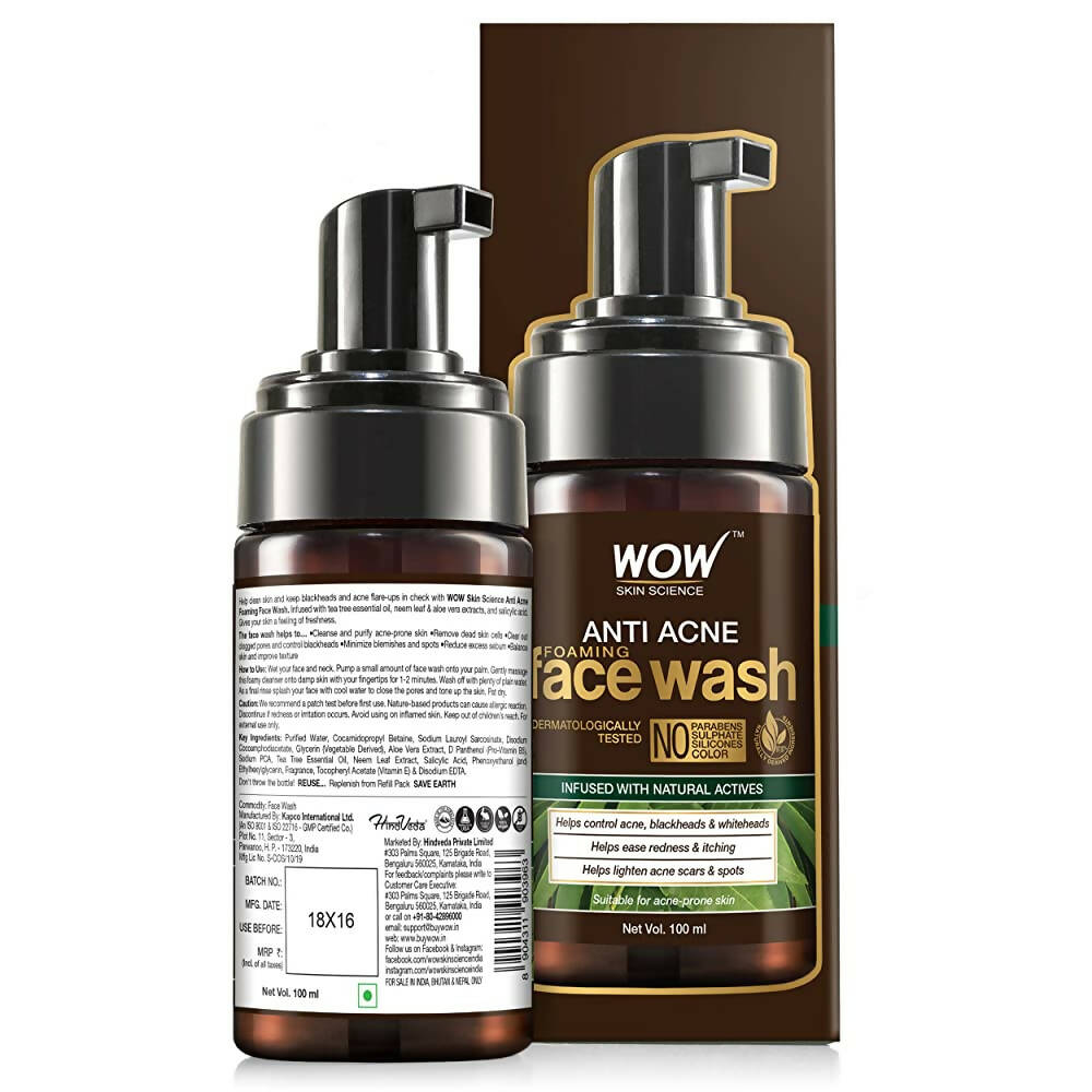 Wow Skin Science Anti Acne Foaming Face Wash - 100 ml image 4