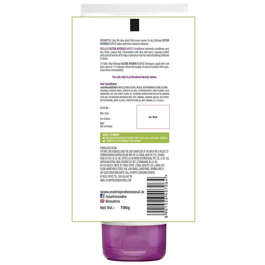 Matrix Biolage Hydrasource Plus Aloe Conditioner image 4