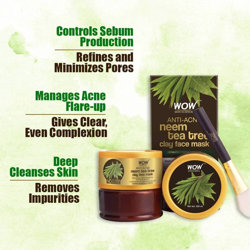 Wow Skin Science Anti-Acne Neem & Tea Tree Clay Face Mask - 200 ml image 4
