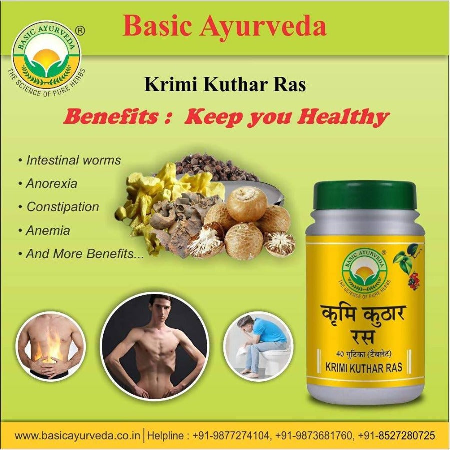 Basic Ayurveda Krimi Kuthar Ras Tablet - 40 Tablets image 2