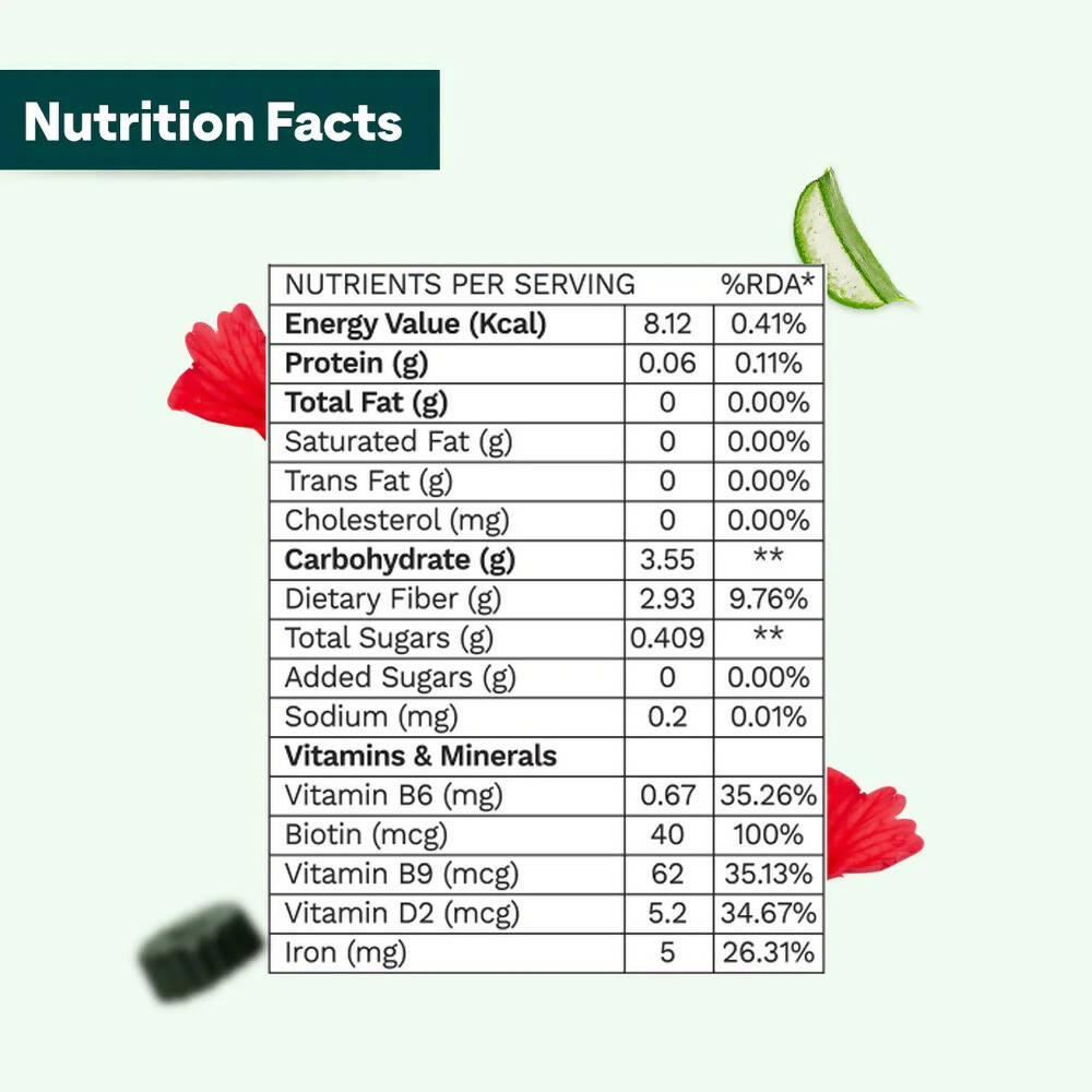 OZiva Biotin Hair Multivitamins Gummies-Kaccha Aam Flavor image 3