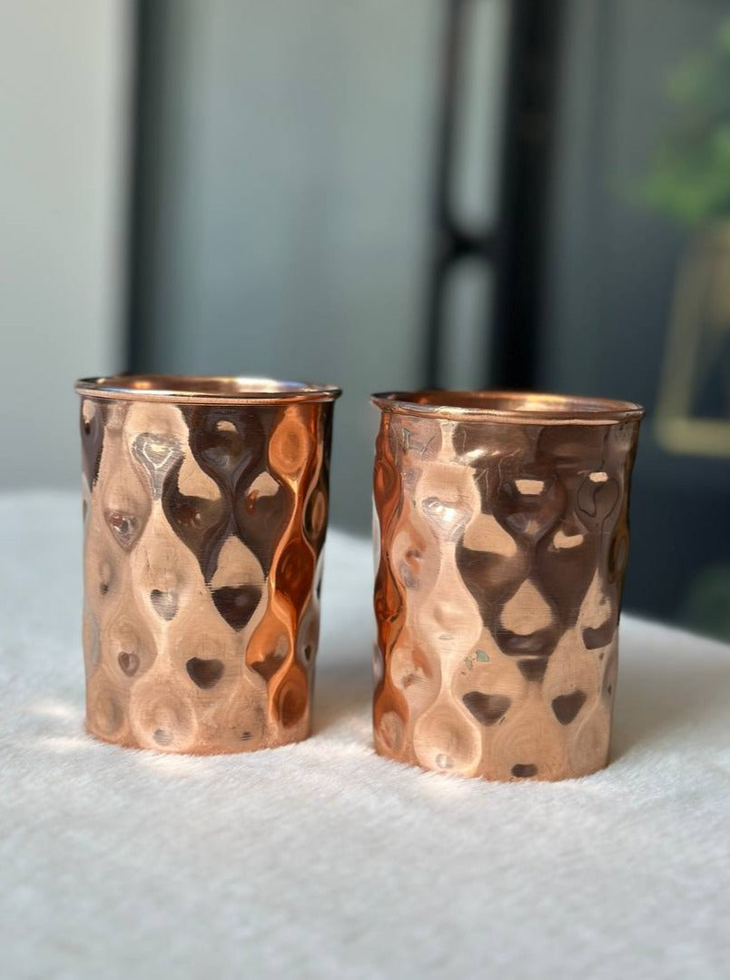Copper Diamond Water Glass - 300 Ml -  Pack of 2 image 1