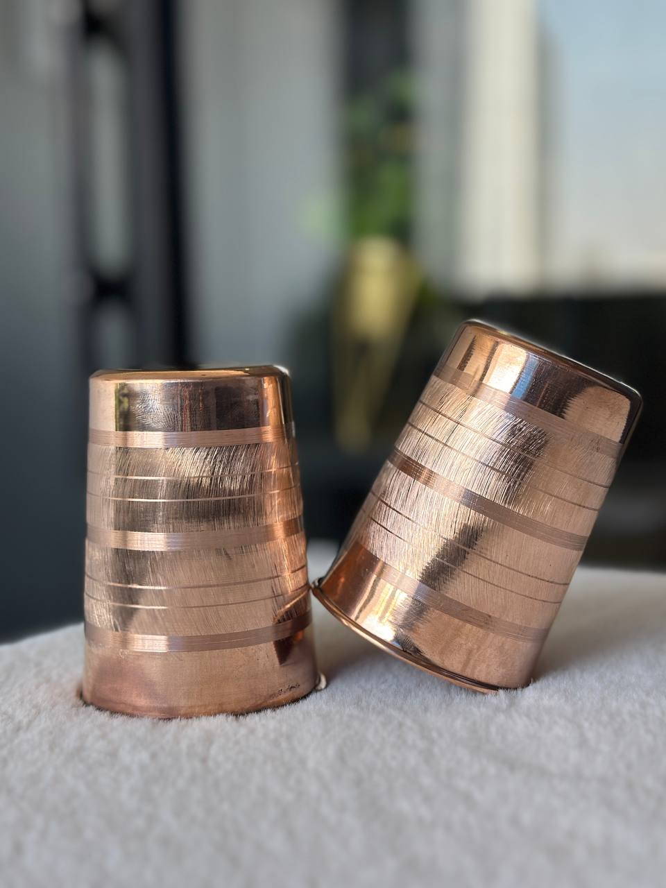Copper silver touch water glass - 300ml -  Pack of 2 image 4