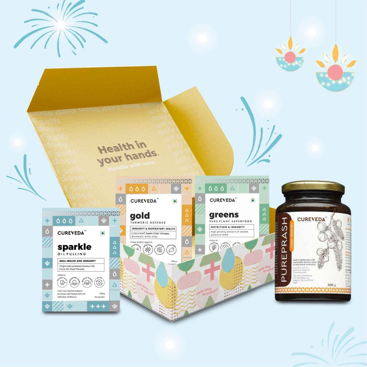 Cureveda Wellness Kit – Pureprash, Greens, Gold & Sparkle for Daily Vitality image 1