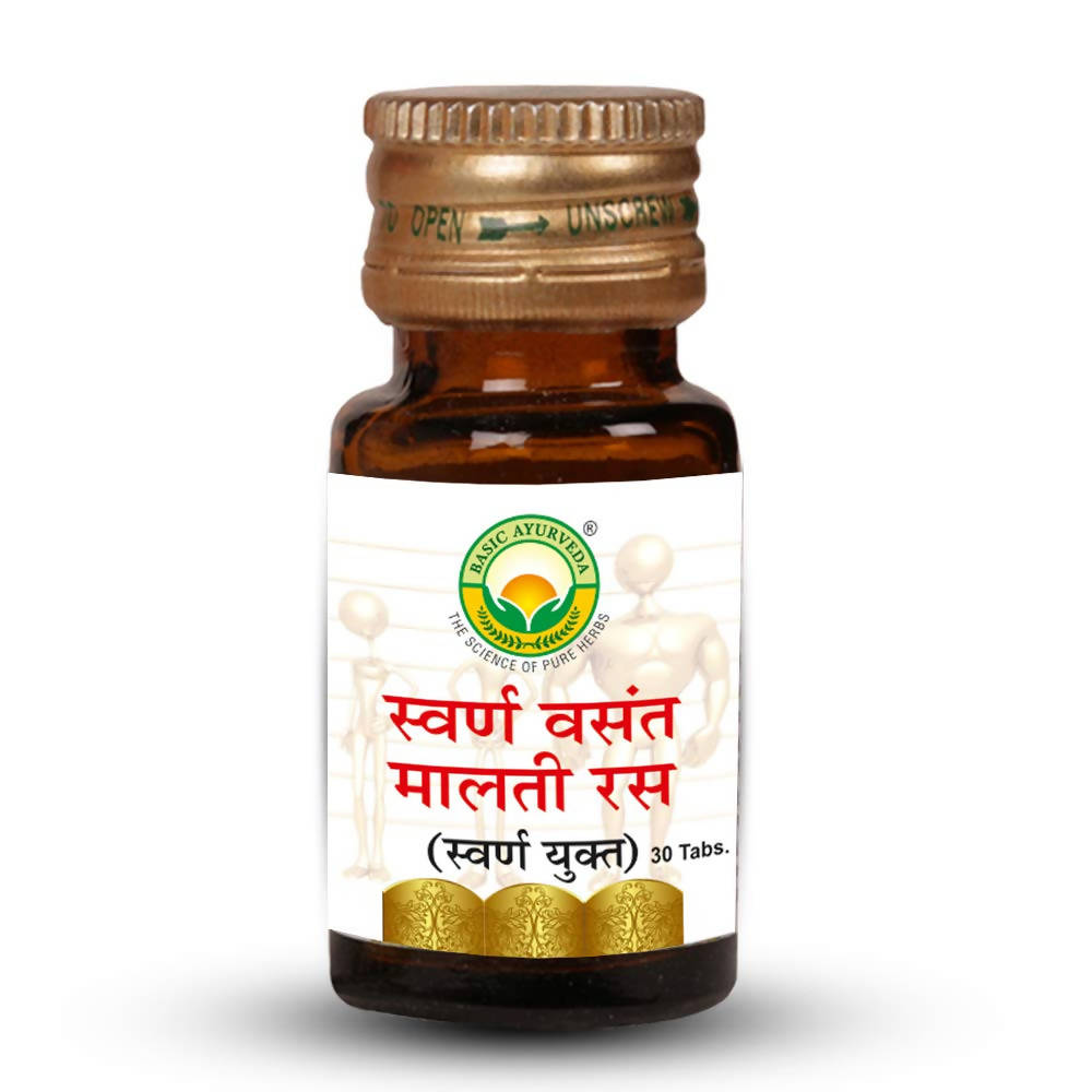 Basic Ayurveda Swarn Vasant Malti Ras (With Gold) Tablets - 30 Tablets image 3