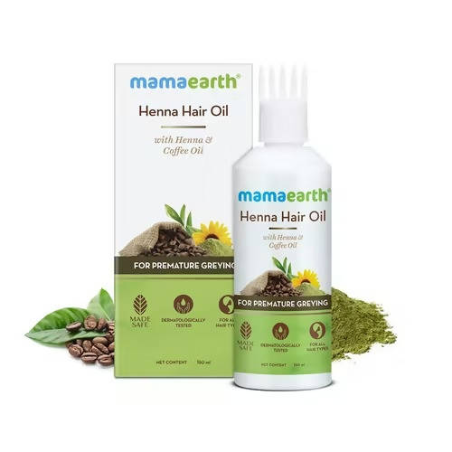 Mamaearth Henna Hair Oil with Henna & Coffee Oil Premature Greying - 150ml image 1