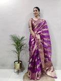 Organza Silk Saree With Blouse image 2