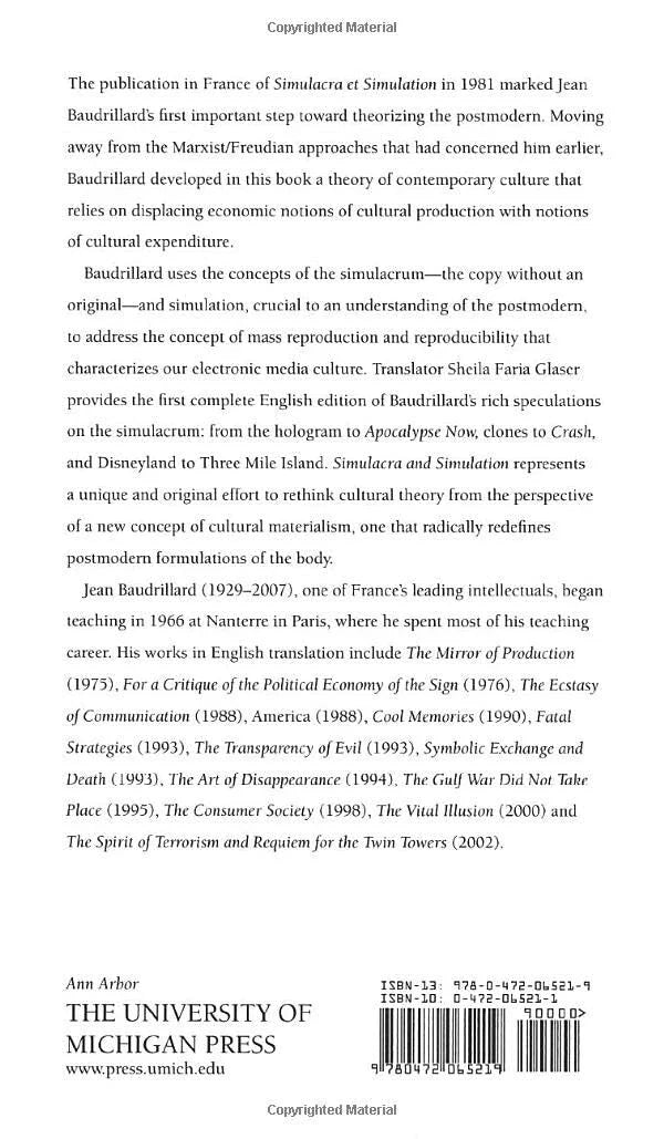 Simulacra and Simulation: Paperback – 1 January 1994 image 2