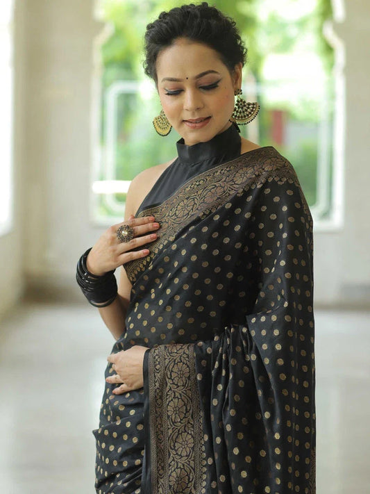 Traditional Banarasi Soft Silk Saree With Blouse 11-KT image 1