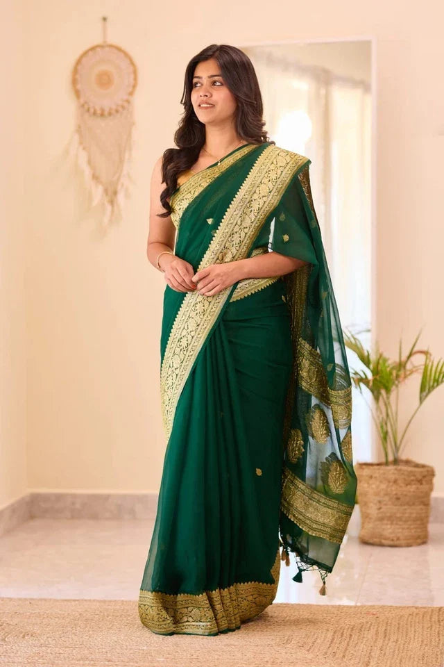 Soft Lilan Slab Attractive Charmfull Beautiful Simple Saree With Blouse 11-KT image 4