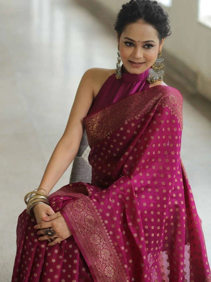 Traditional Banarasi Soft Silk Saree With Blouse 11-KT image 8