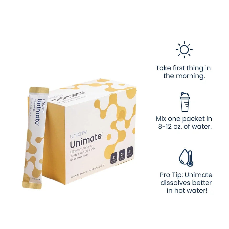 Unicity Unimate Yerba Mate Supplement LEMON GINGER 30 Pack image 4