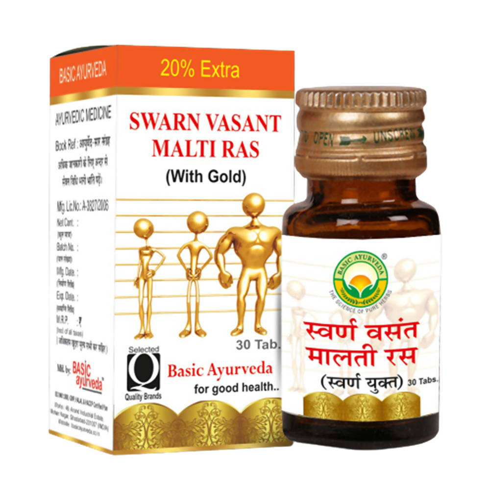 Basic Ayurveda Swarn Vasant Malti Ras (With Gold) Tablets - 30 Tablets image 1