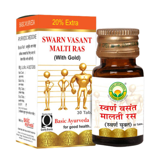 Basic Ayurveda Swarn Vasant Malti Ras (With Gold) Tablets - 30 Tablets image 1