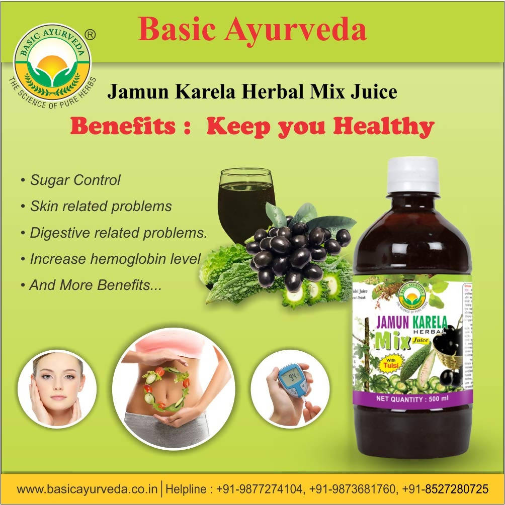 Basic Ayurveda Jamun Karela Herbal Mix Juice - 500 ml image 2