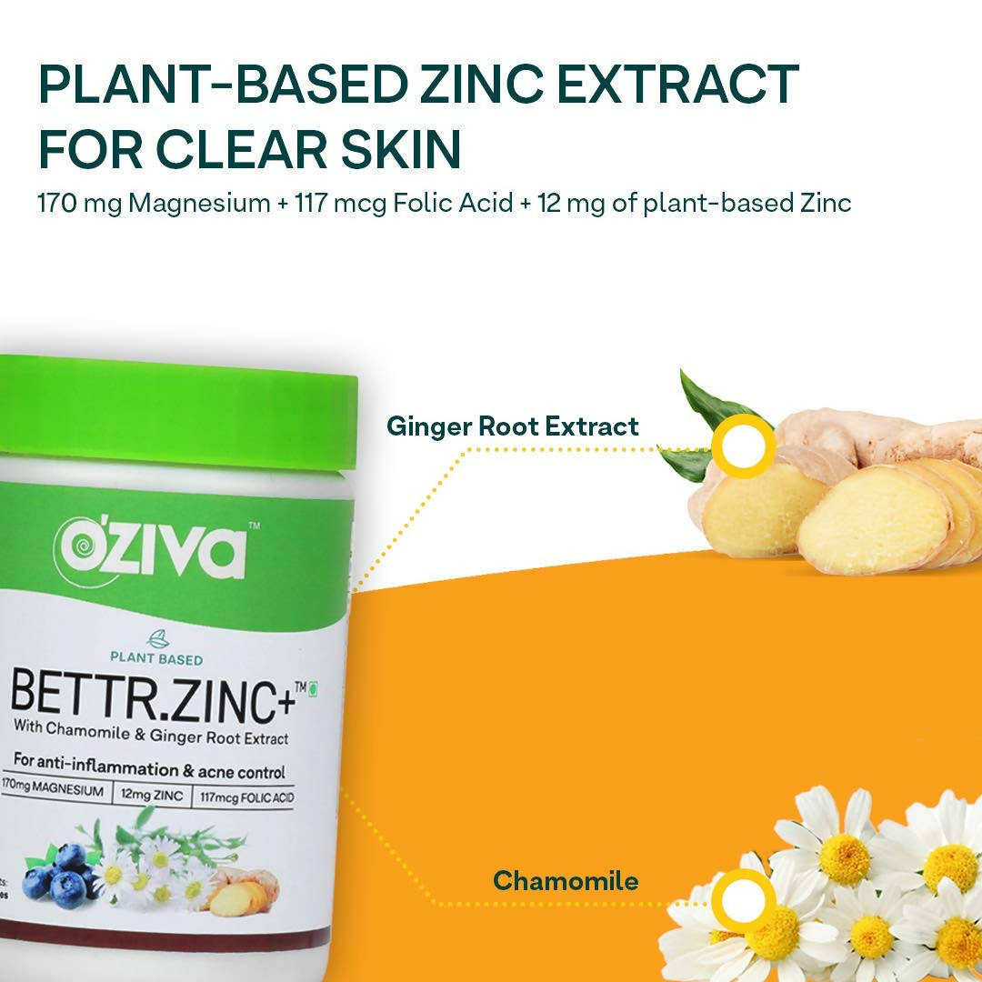 OZiva Plant Based Bettr.Zinc+ With Chamomile & Ginger Root Extract image 2