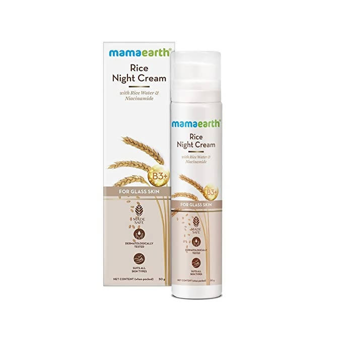 Mamaearth Rice Night Cream with Niacinamide & Rice Water – Hydrating Face Cream (50g) image 3