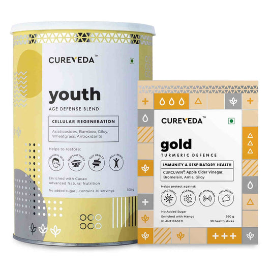 Cureveda Youth & Gold Combo – Natural Skin Radiance & Wellness Blend image 1