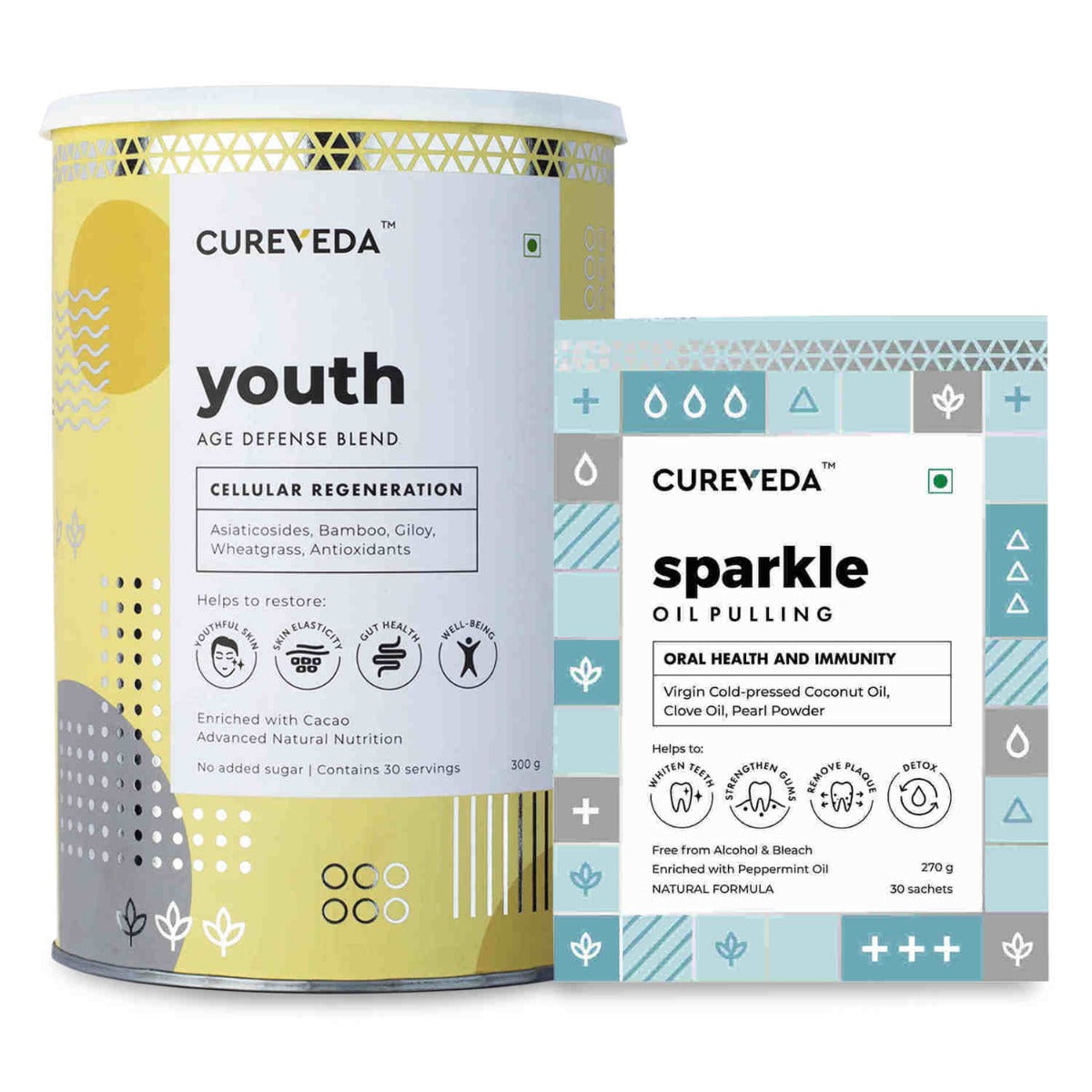 Cureveda Youth & Sparkle Wellness Combo – Skin & Oral Care Essentials image 1