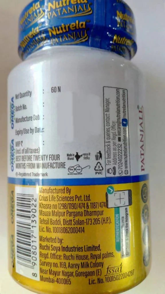Patanjali Nutrela Organic Omega 3, 6, 7, 9 Capsules - 60 Caps image 4