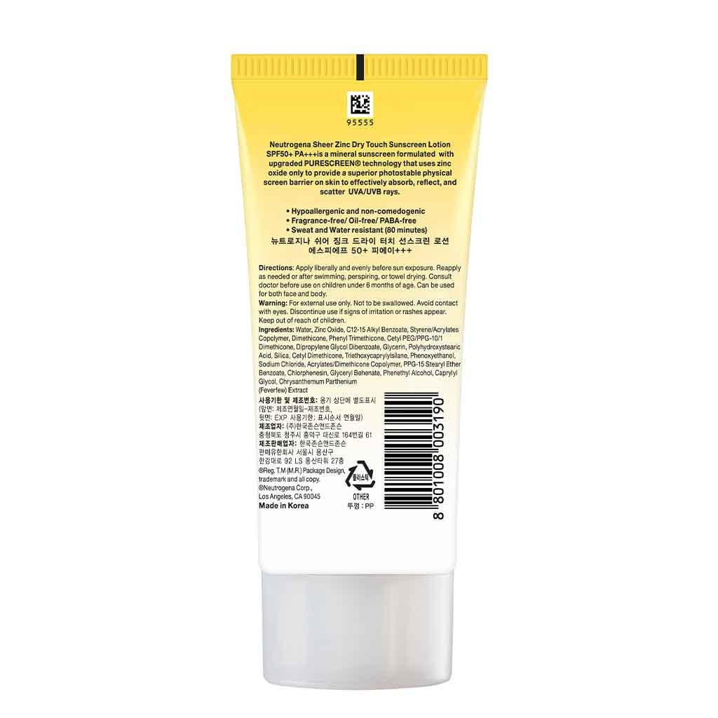 Neutrogena® Sheer Zinc Dry Touch Sunscreen Lotion PA+++ SPF50+ - 80 ml image 2